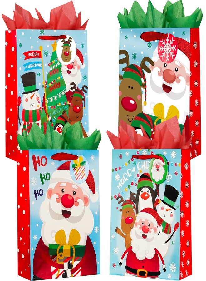 GITMIWS 12 Pack Christmas Gift Bags with Tissue Paper, 12.6'' Large Christmas Paper Gift Bag for Kids Gifts with Handles, Xmas Treat Tote Bags Party Favors Supplies - Image 1